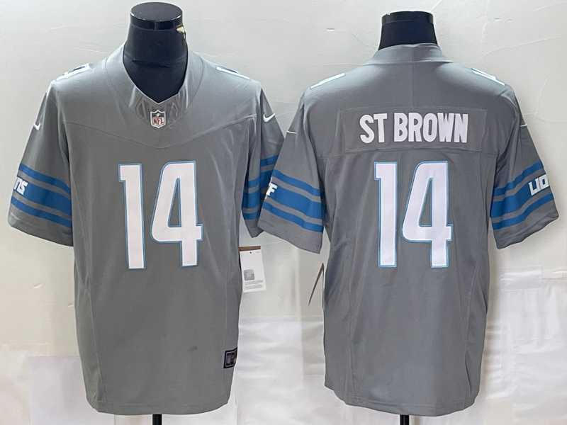 Men%27s Detroit Lions #14 Amon Ra St Brown Grey 2023 FUSE Vapor Limited Stitched Jersey->cleveland browns->NFL Jersey